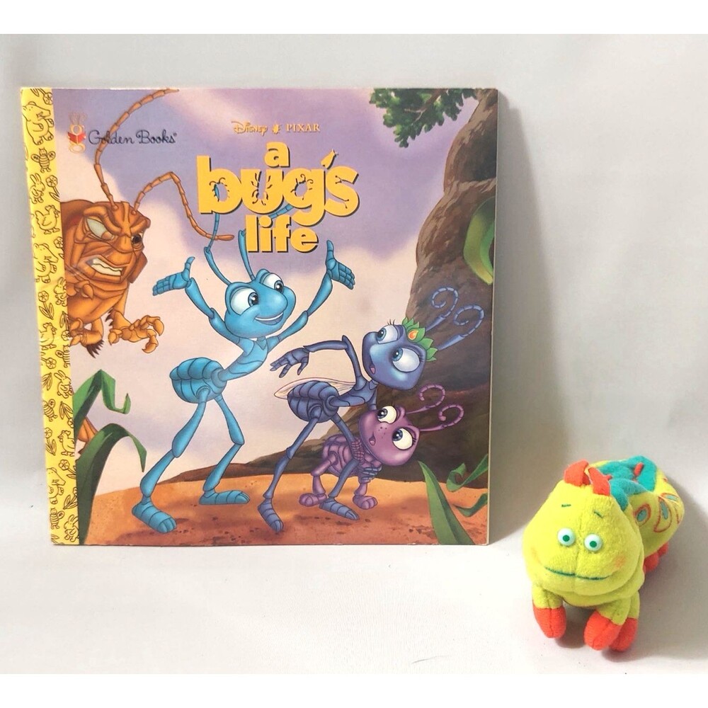 A Bug's Life Paperback Book and Plush Set Disney Pixar 1998 Vintage Golden Books